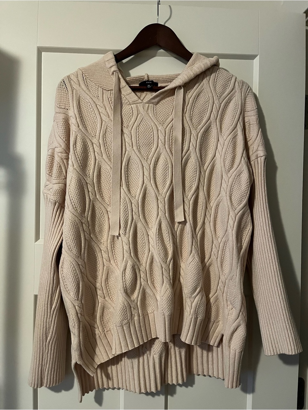 Fate Cable-Knit Hooded Sweater - Cream